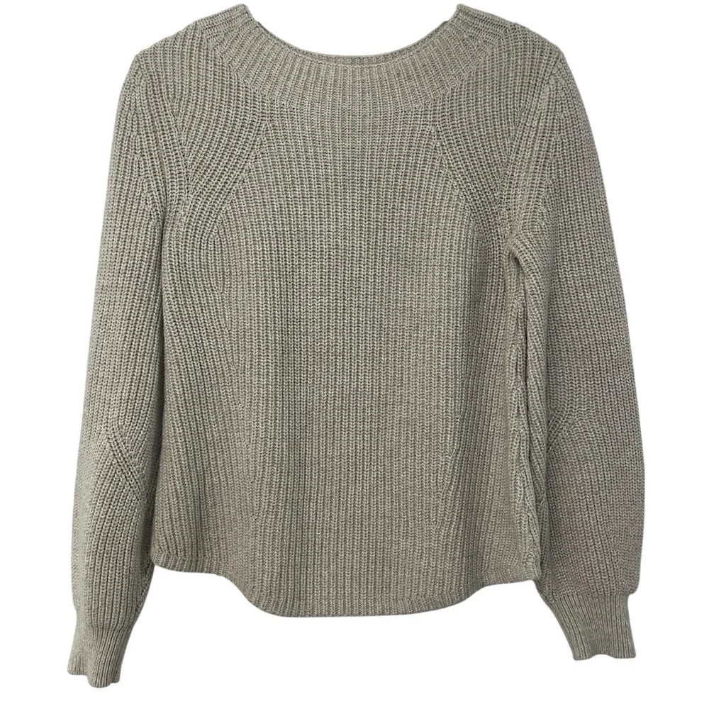 GAP Neutral Mock Boatneck Bubble Sleeve Cotton Sweater XXS Relaxed